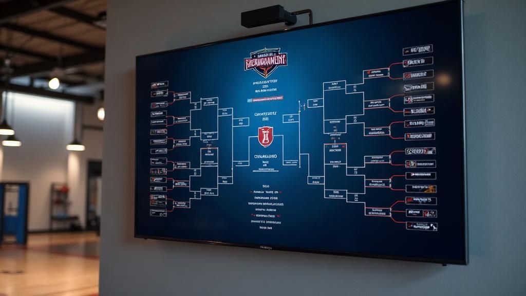 Tournament bracket displayed on TV screen